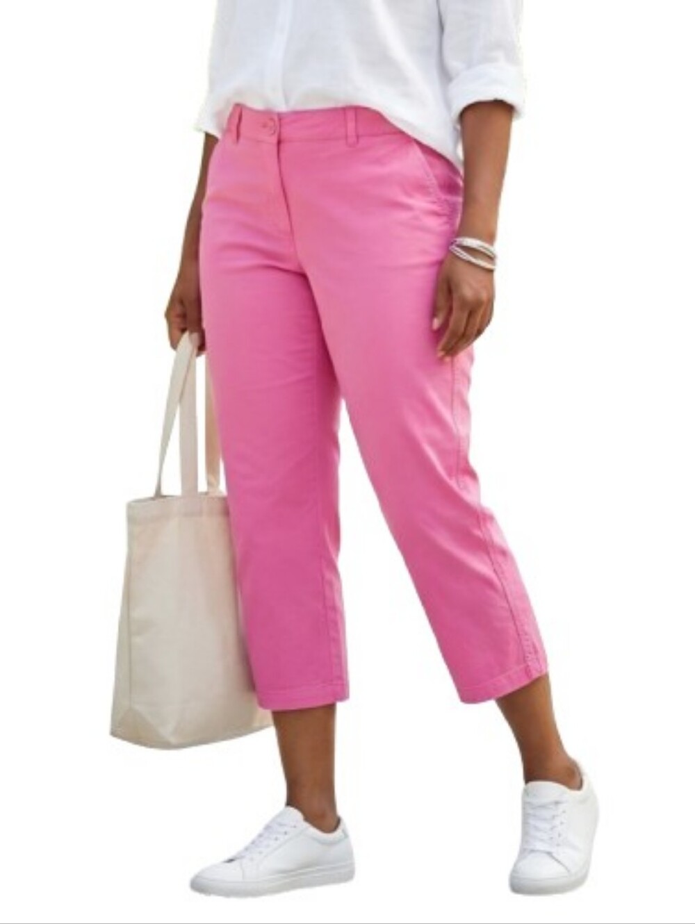 Crown & Ivy Pink Capri Pants Charlotte Relaxed Chinos Cotton Blend